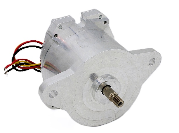 Bürstenloser DC-Motor im kundenspezifischen Aluminiumgehäuse mit Befestigungslaschen und verzahnter Abtriebswelle