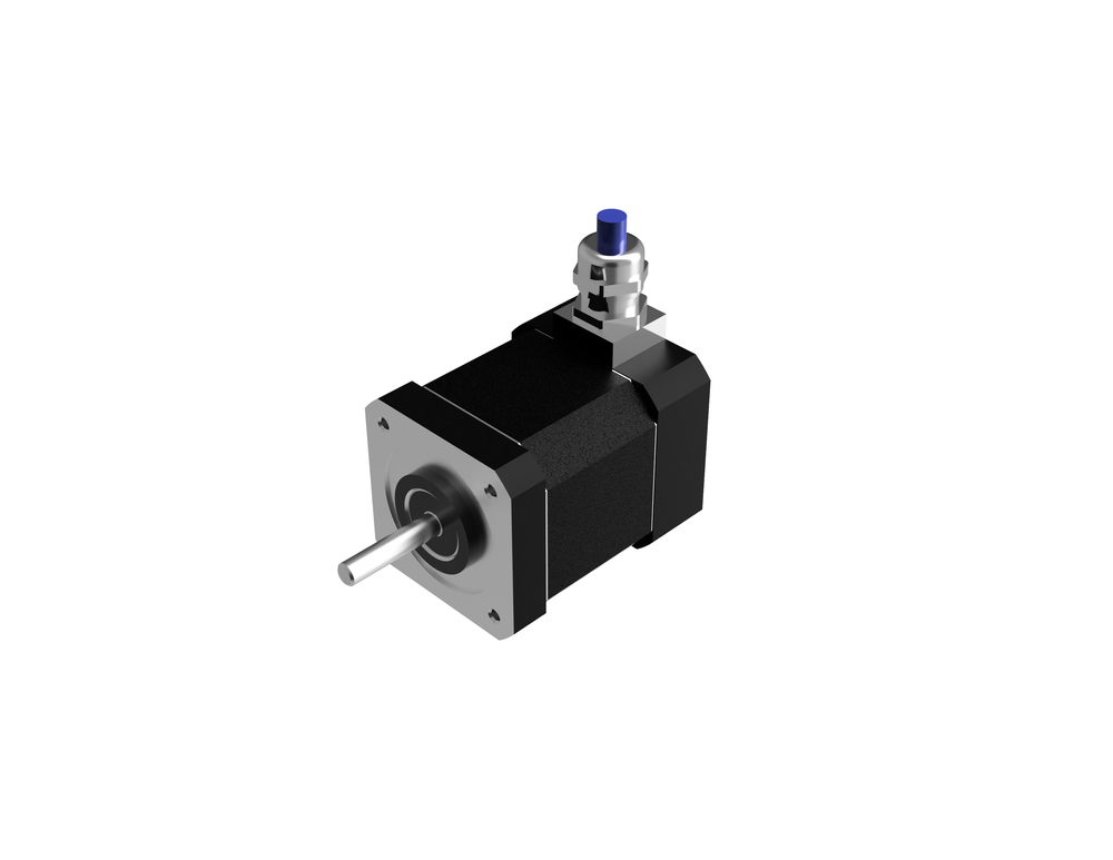 Hybrid-Schrittmotor mit Schutzart IP65 und abgedichteter Kabelverschraubung